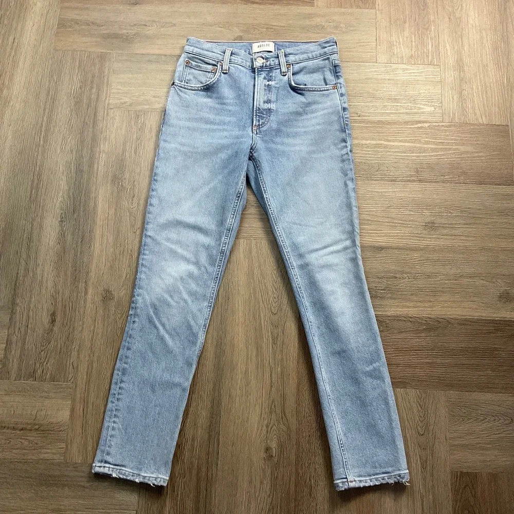 AGOLDE Willow High Rise Straight Leg‎ Button Fly Jeans Womens 25 Light Wash Blue